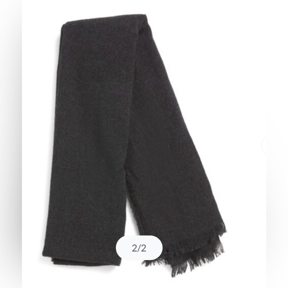 TESMA Charcoal Made In Italy Cashmere And Wool Blend Scarf 22in W x 70in L - Picture 2 of 5